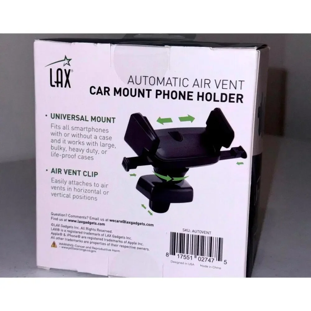 LAX Automatic Air Vent Car Mount Phone Holder For Smartphones